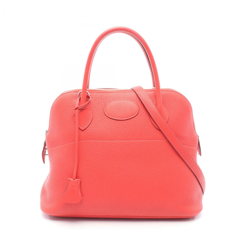 愛馬仕 Bolide 31 單肩手提包,Clemence 皮革,紅色玫瑰圖案,齋浦爾二手女款-0