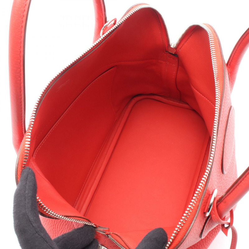 愛馬仕 Bolide 31 單肩手提包,Clemence 皮革,紅色玫瑰圖案,齋浦爾二手女款-2