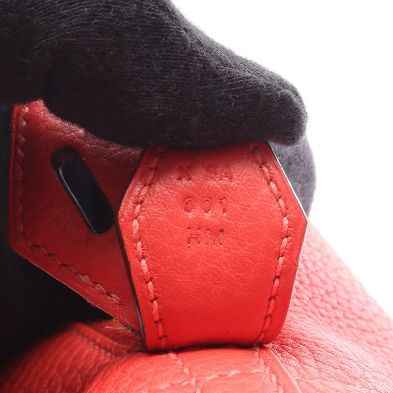 愛馬仕 Bolide 31 單肩手提包,Clemence 皮革,紅色玫瑰圖案,齋浦爾二手女款-4