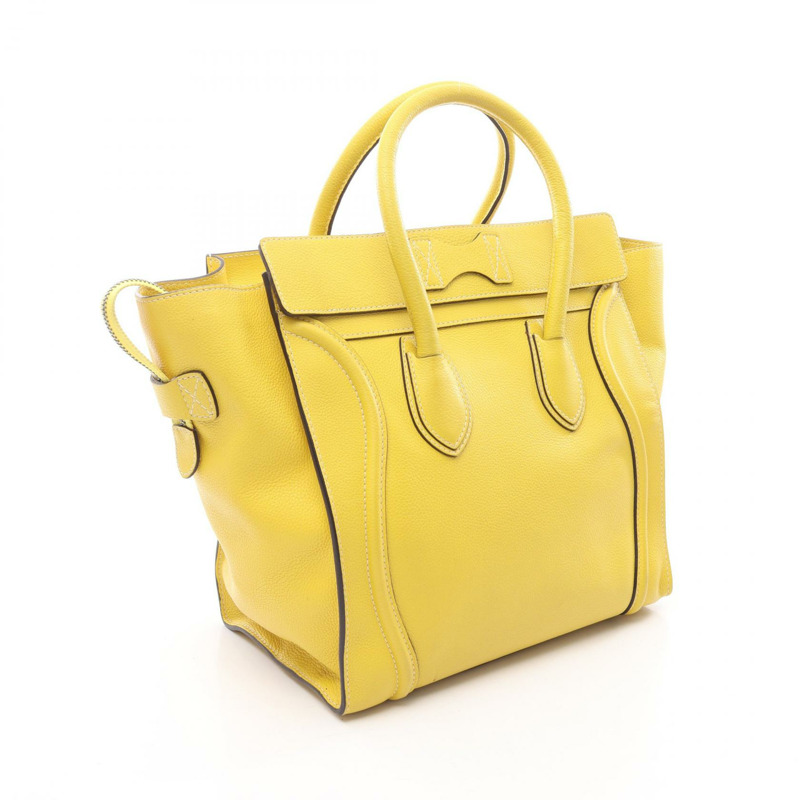 CELINE Luggage迷你購物手提包 165213 皮革 黃色 二手 女士-1