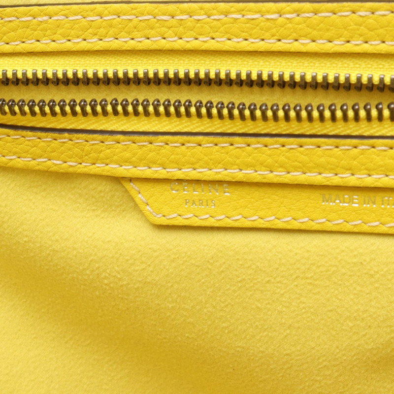 CELINE Luggage迷你購物手提包 165213 皮革 黃色 二手 女士-3