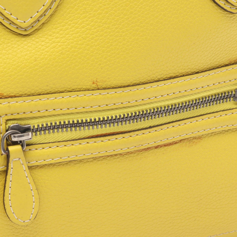 CELINE Luggage迷你購物手提包 165213 皮革 黃色 二手 女士-7