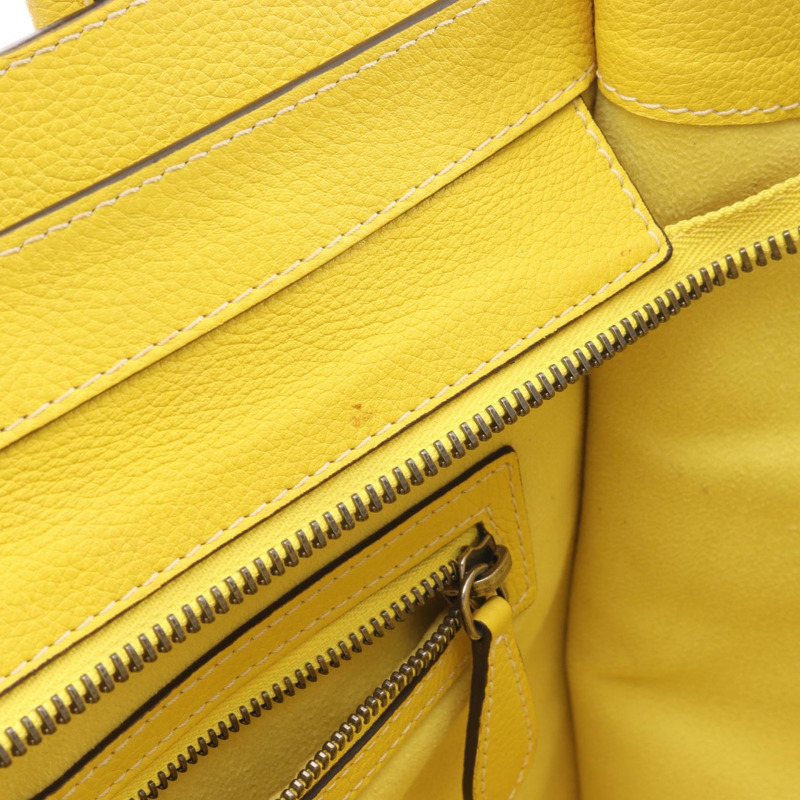 CELINE Luggage迷你購物手提包 165213 皮革 黃色 二手 女士-10