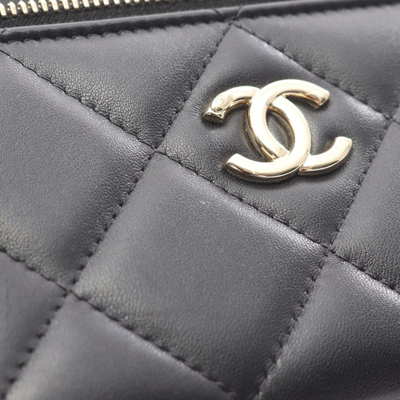 香奈兒 (CHANEL) Matelasse 絎縫鏈條斜挎包,羊皮材質,黑色,二手,金色五金-6