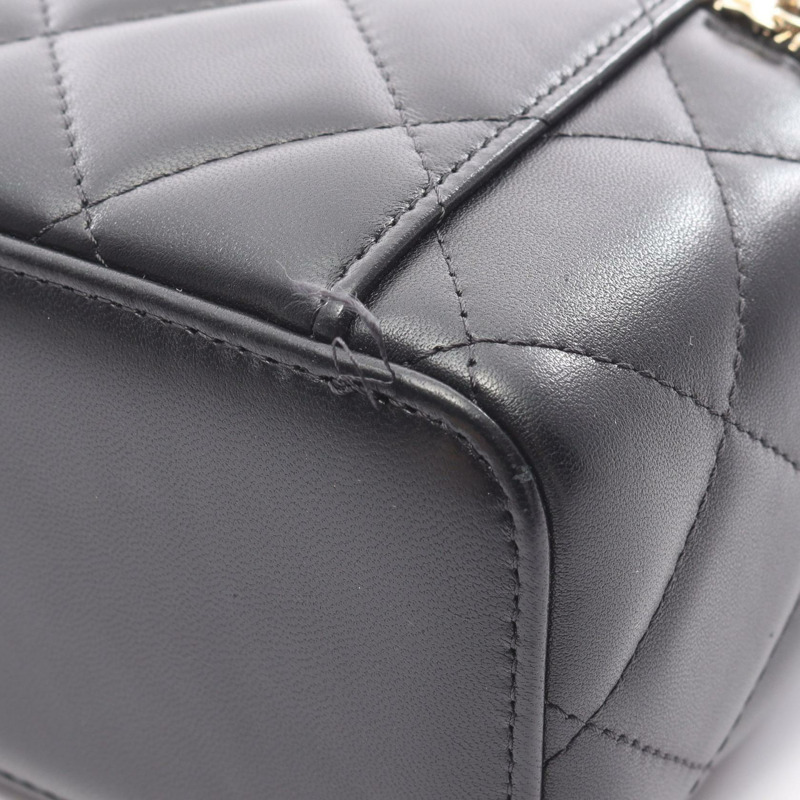 香奈兒 (CHANEL) Matelasse 絎縫鏈條斜挎包,羊皮材質,黑色,二手,金色五金-8