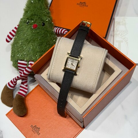 HERMES 黑金石英H腕錶