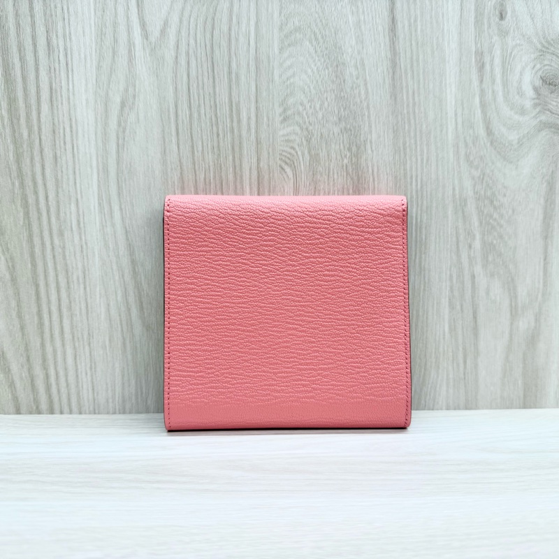 HERMES k4粉山羊皮銀釦portefeuille clic 12短夾-1