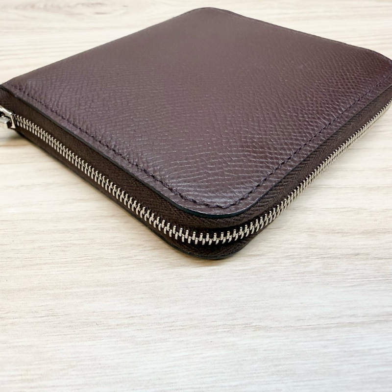 HERMES 0G馬鞍紅Epsom皮甜點派對絲巾短夾-9