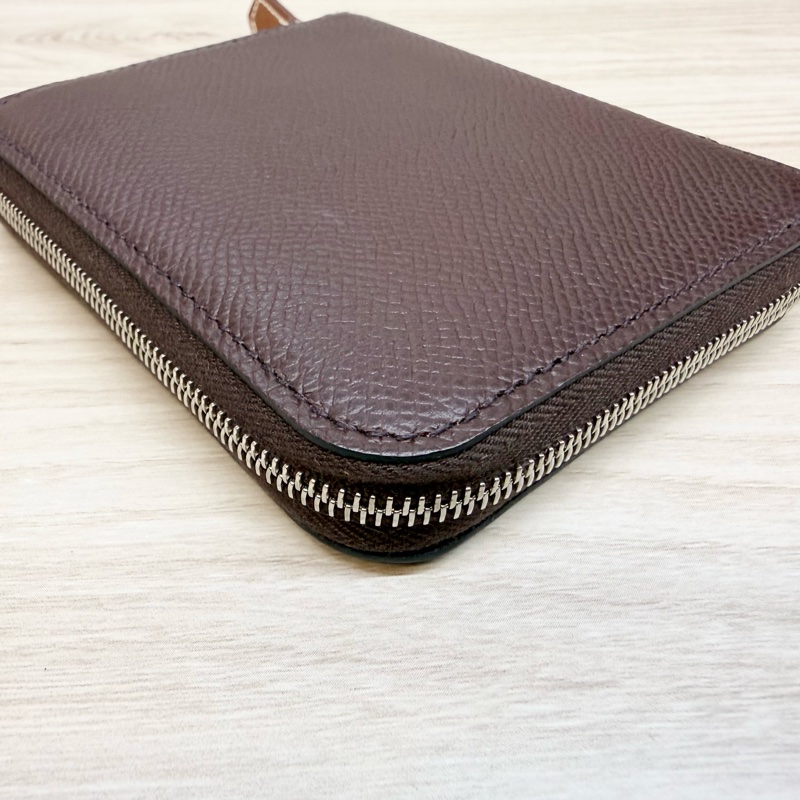 HERMES 0G馬鞍紅Epsom皮甜點派對絲巾短夾-10