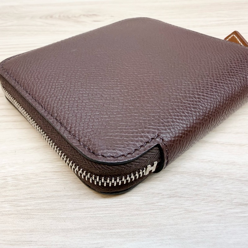 HERMES 0G馬鞍紅Epsom皮甜點派對絲巾短夾-11