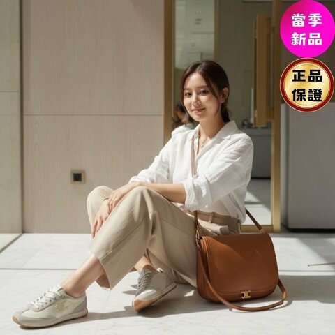 🌺2026春夏新品特價上市🌺Celine 女款 364365 Racer Triomphe 低幫德訓運動鞋 香草色 IT36/37/37.5/38