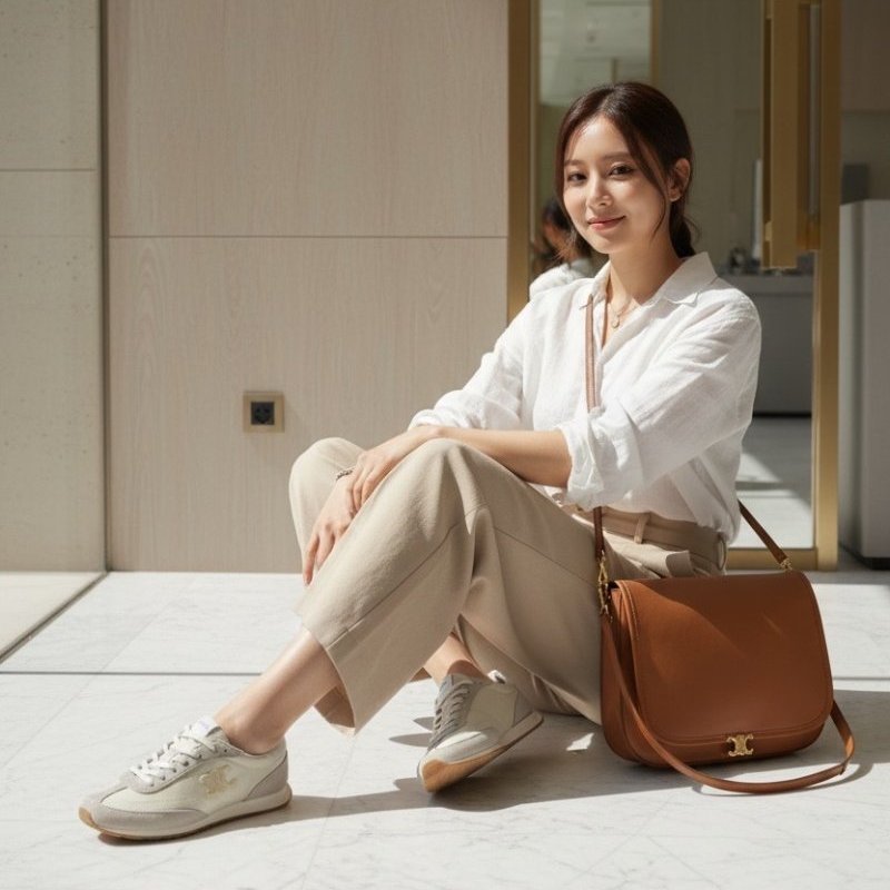 🌺2026春夏新品特價上市🌺Celine 女款 364365 Racer Triomphe 低幫德訓運動鞋 香草色 IT36/37/37.5/38-6