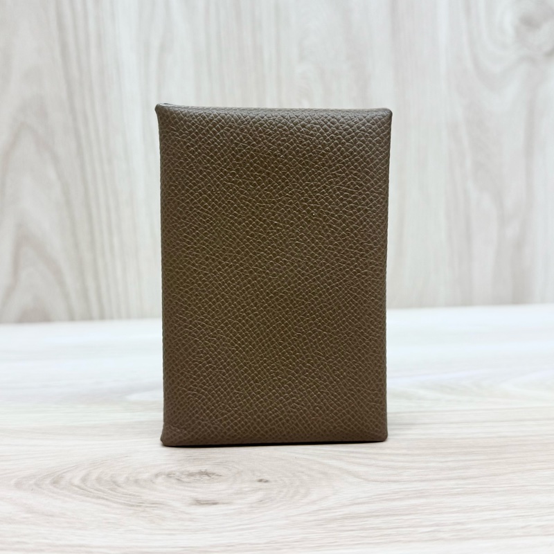 Hermes18大象灰Epsom皮Calvi Duo卡包-2