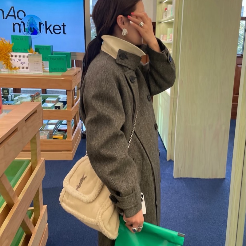 YSL 黑銀毛毛雙鏈翻蓋包🐑🐑🐑可可愛愛-6