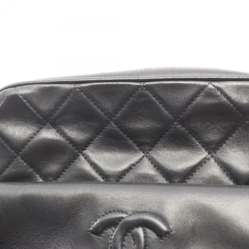 香奈兒 (CHANEL) 女款絎縫羊皮肩包/手提包,黑色-7