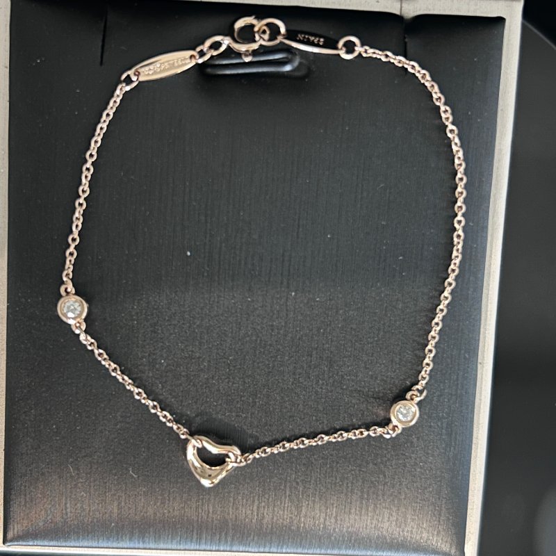 TIFFANY黃K愛心鑲鑽手鍊-0
