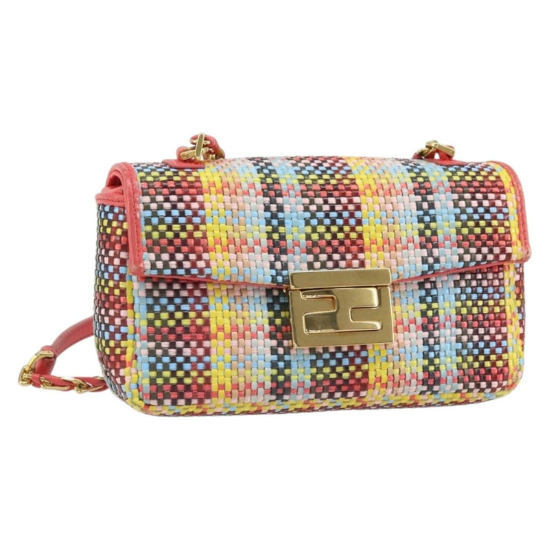 【日本直送】FENDI 鏈條迷你蜜蜂法國棍單肩包 皮革 多色 金色 正品 171168SAM-0