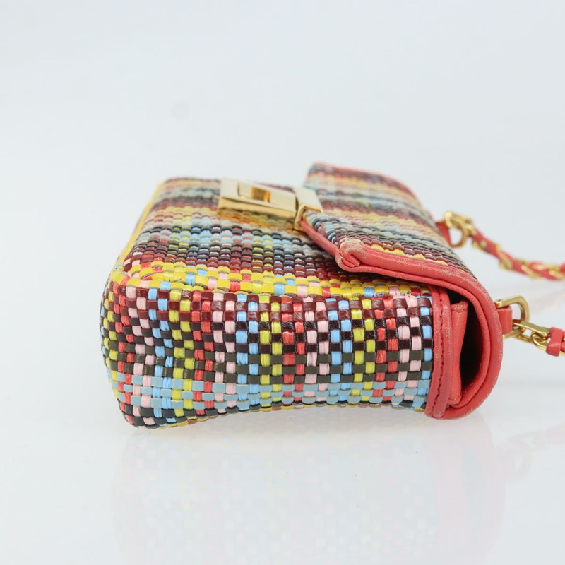 【日本直送】FENDI 鏈條迷你蜜蜂法國棍單肩包 皮革 多色 金色 正品 171168SAM-2