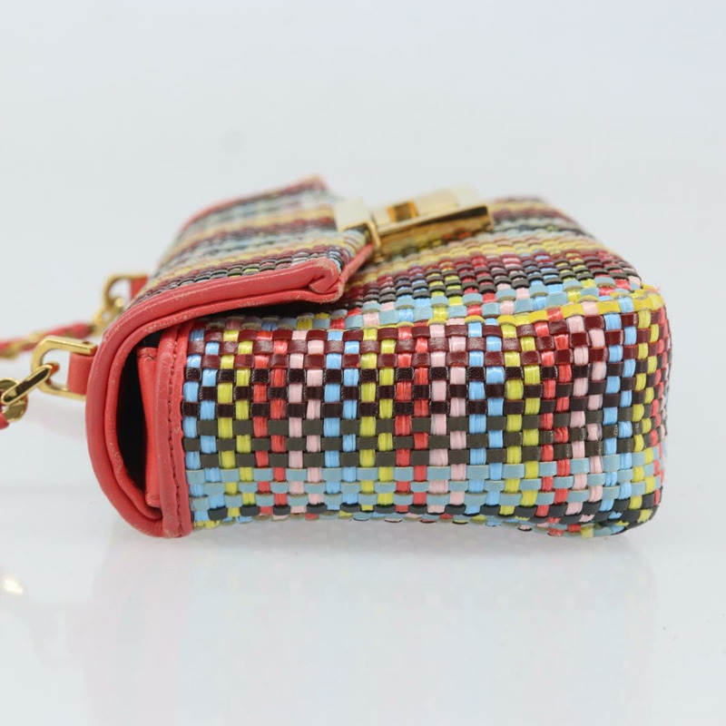 【日本直送】FENDI 鏈條迷你蜜蜂法國棍單肩包 皮革 多色 金色 正品 171168SAM-3