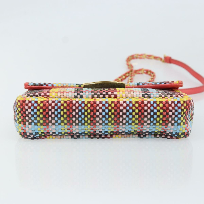 【日本直送】FENDI 鏈條迷你蜜蜂法國棍單肩包 皮革 多色 金色 正品 171168SAM-4