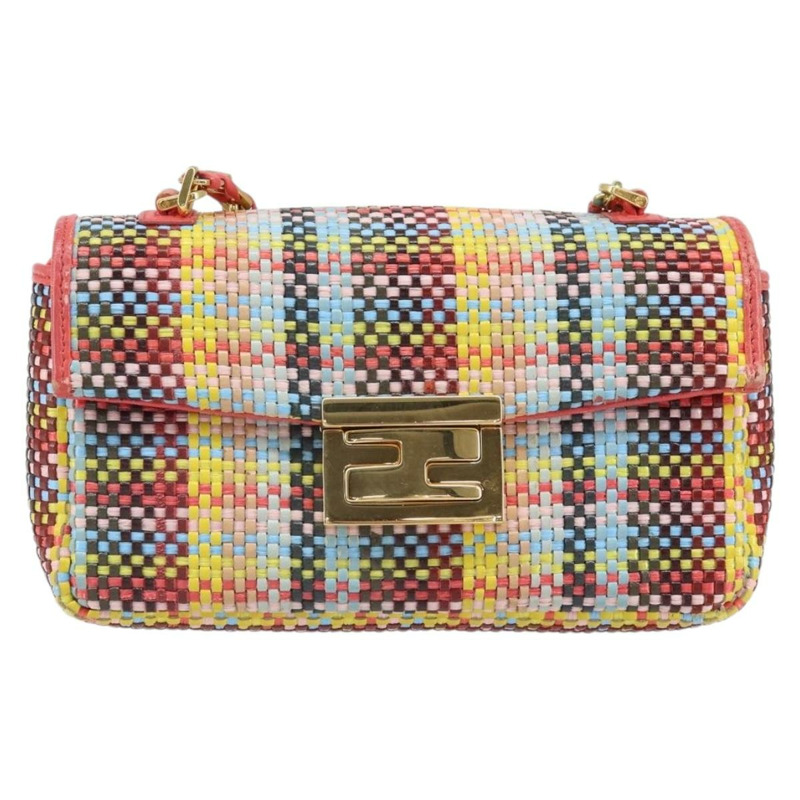 【日本直送】FENDI 鏈條迷你蜜蜂法國棍單肩包 皮革 多色 金色 正品 171168SAM-12