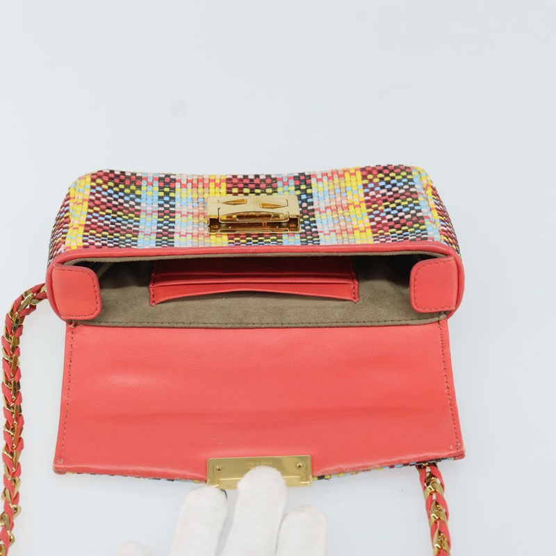 【日本直送】FENDI 鏈條迷你蜜蜂法國棍單肩包 皮革 多色 金色 正品 171168SAM-20