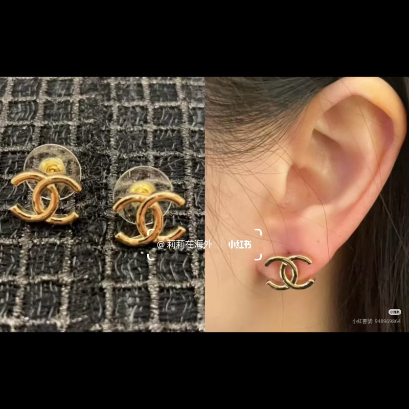 香奈兒 26P 全新百搭經典雙C耳環 （淡金）-8
