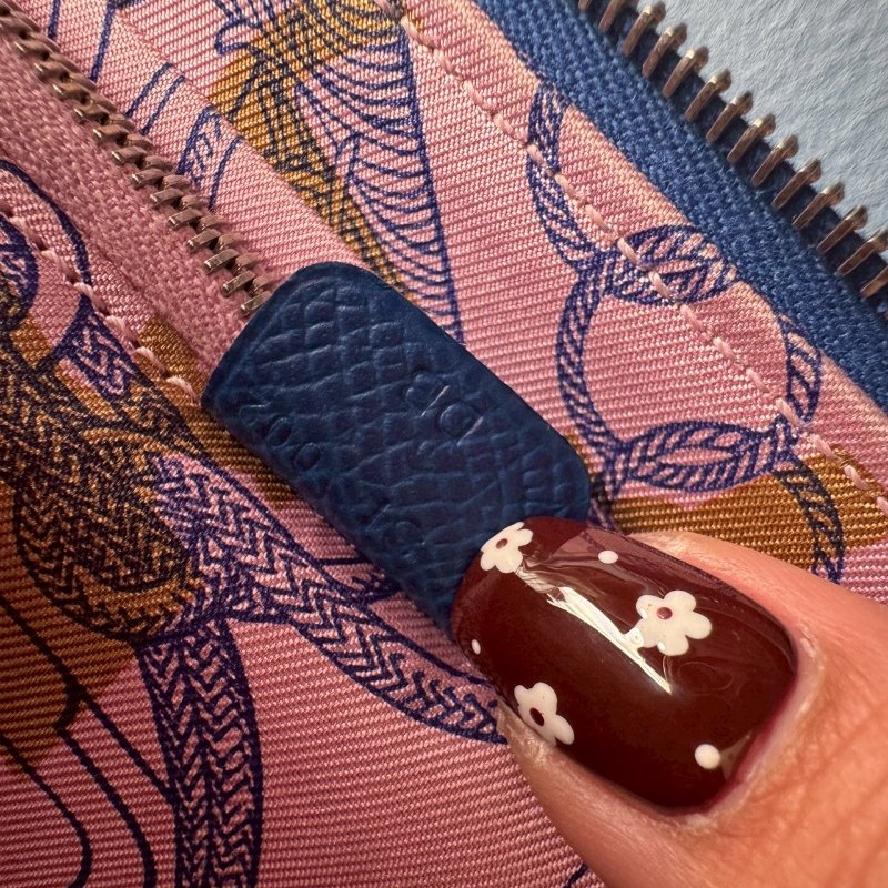 ✨98成新 容量超多 Hermes 馬賽克藍絲巾長夾-2