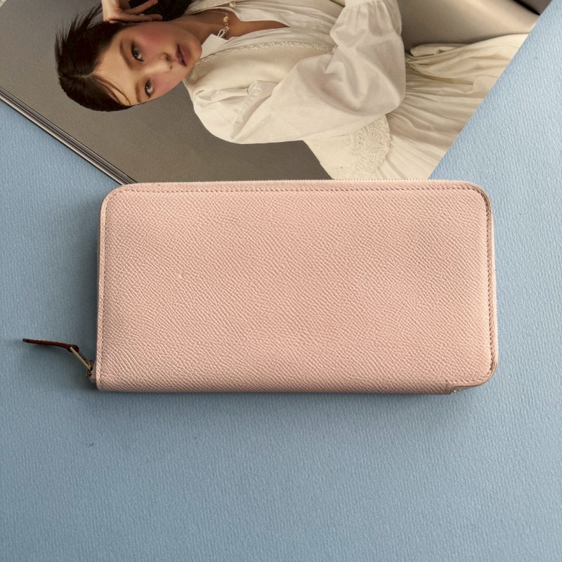 🤍97成新 仙女款 Hermes 裸粉色絲巾長夾(花花系列)-0