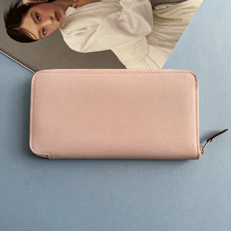 🤍97成新 仙女款 Hermes 裸粉色絲巾長夾(花花系列)-1