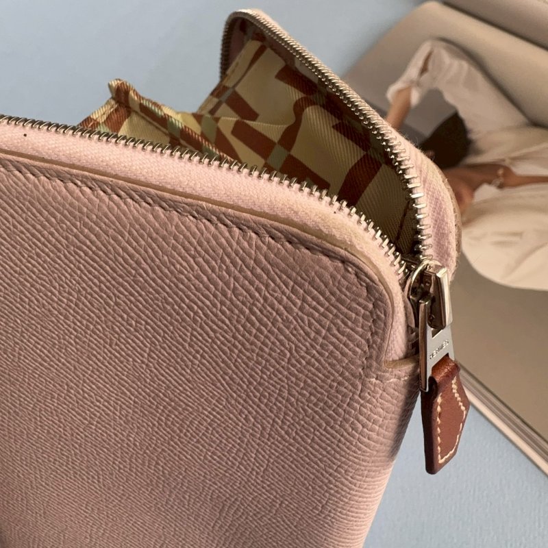 🤍97成新 仙女款 Hermes 裸粉色絲巾長夾(花花系列)-4