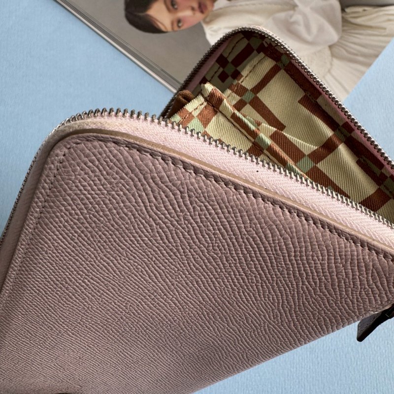 🤍97成新 仙女款 Hermes 裸粉色絲巾長夾(花花系列)-5