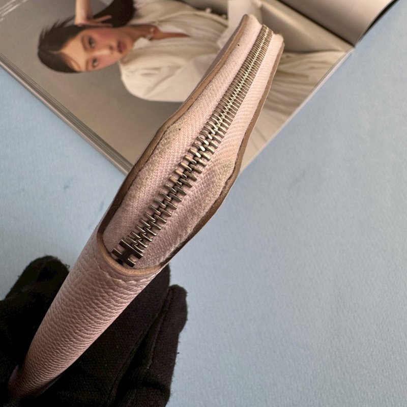 🤍97成新 仙女款 Hermes 裸粉色絲巾長夾(花花系列)-7