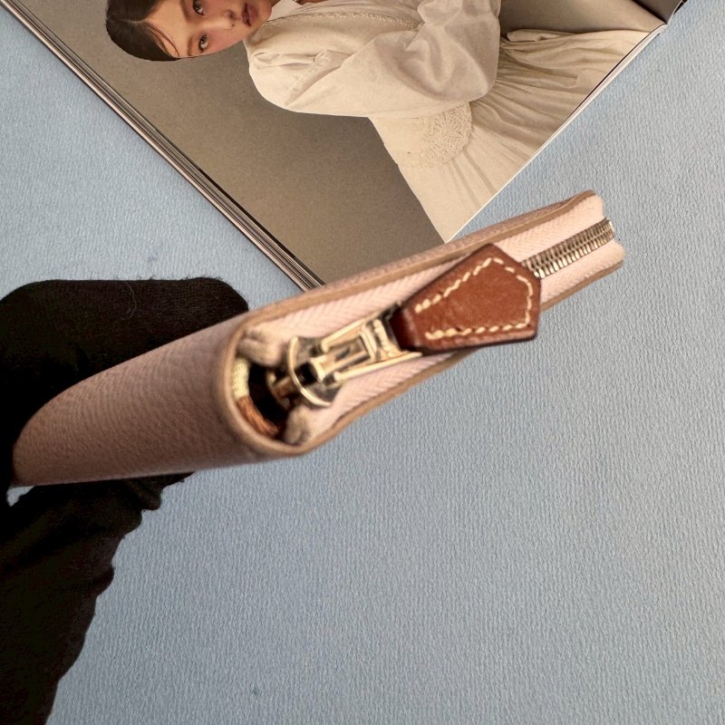 🤍97成新 仙女款 Hermes 裸粉色絲巾長夾(花花系列)-8