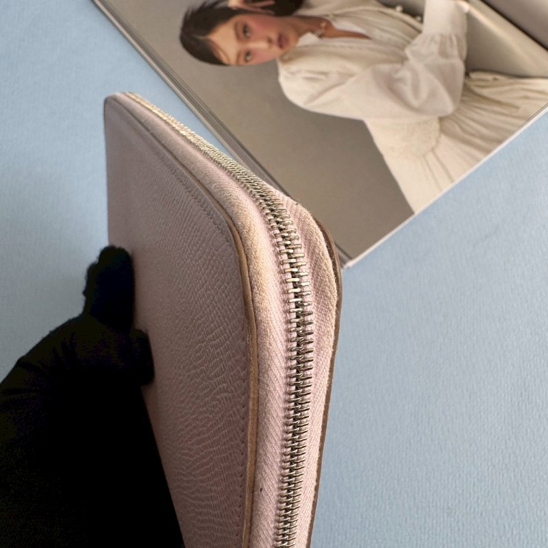 🤍97成新 仙女款 Hermes 裸粉色絲巾長夾(花花系列)-9