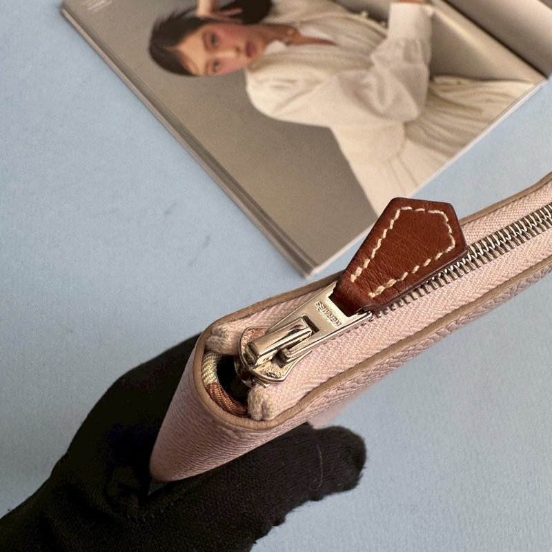 🤍97成新 仙女款 Hermes 裸粉色絲巾長夾(花花系列)-11