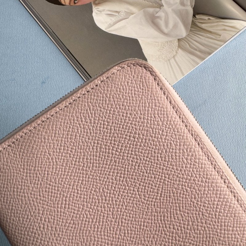 🤍97成新 仙女款 Hermes 裸粉色絲巾長夾(花花系列)-17