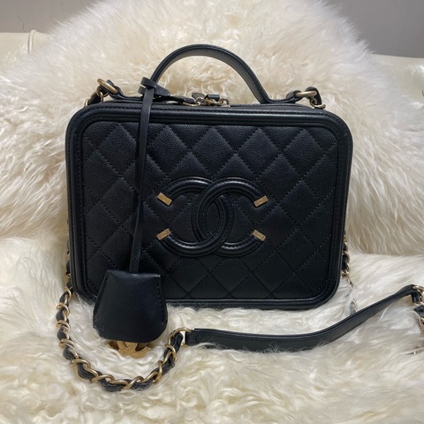Chanel Vanity Case 21cm 黑色牛皮