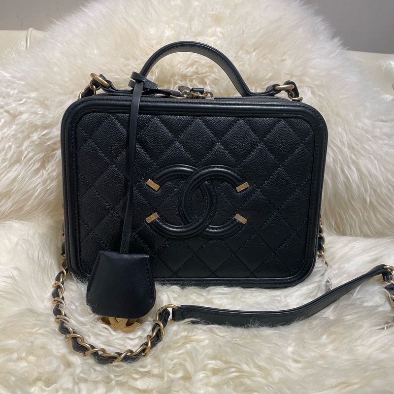 Chanel Vanity Case 21cm 黑色牛皮-0