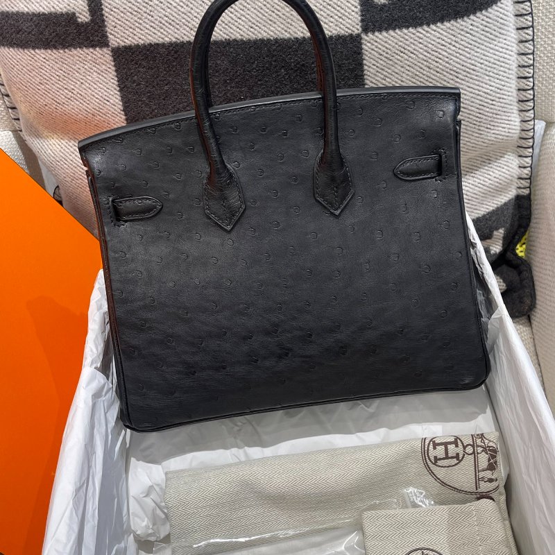 【極美天菜】HERMES 25CM 黑金 鴕鳥皮 BIRKIN 全新商品-1