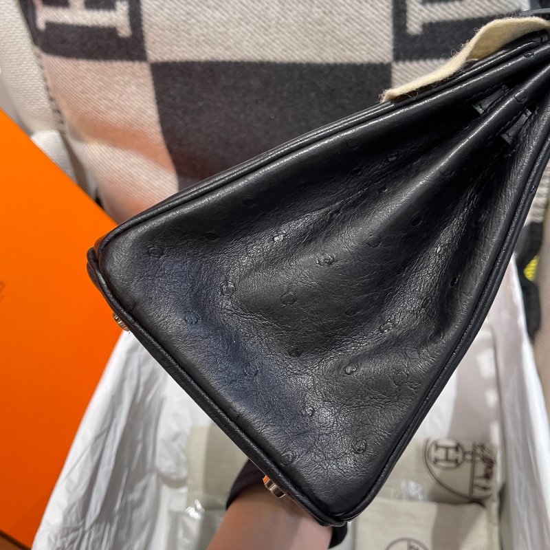 【極美天菜】HERMES 25CM 黑金 鴕鳥皮 BIRKIN 全新商品-2