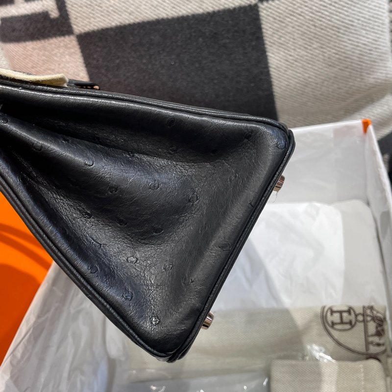 【極美天菜】HERMES 25CM 黑金 鴕鳥皮 BIRKIN 全新商品-3