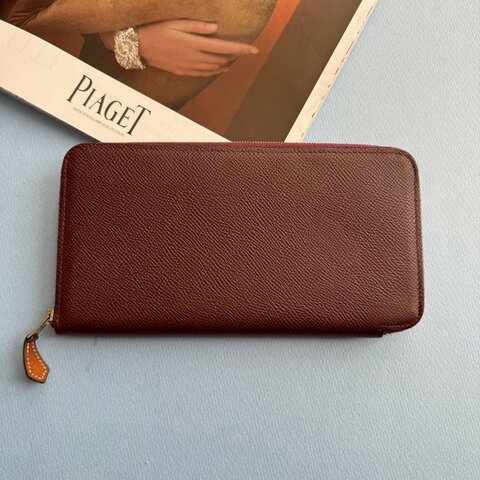 ✨96成新 Hermes 磚紅色絲巾長夾（幾何圖形系列）