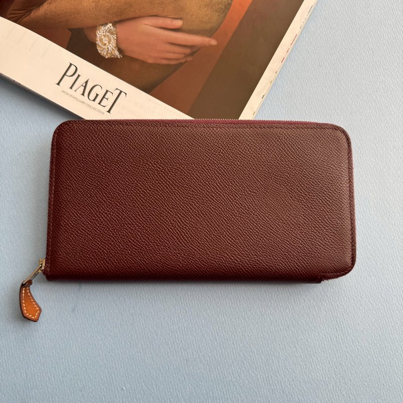 ✨96成新 Hermes 磚紅色絲巾長夾(幾何圖形系列)-0