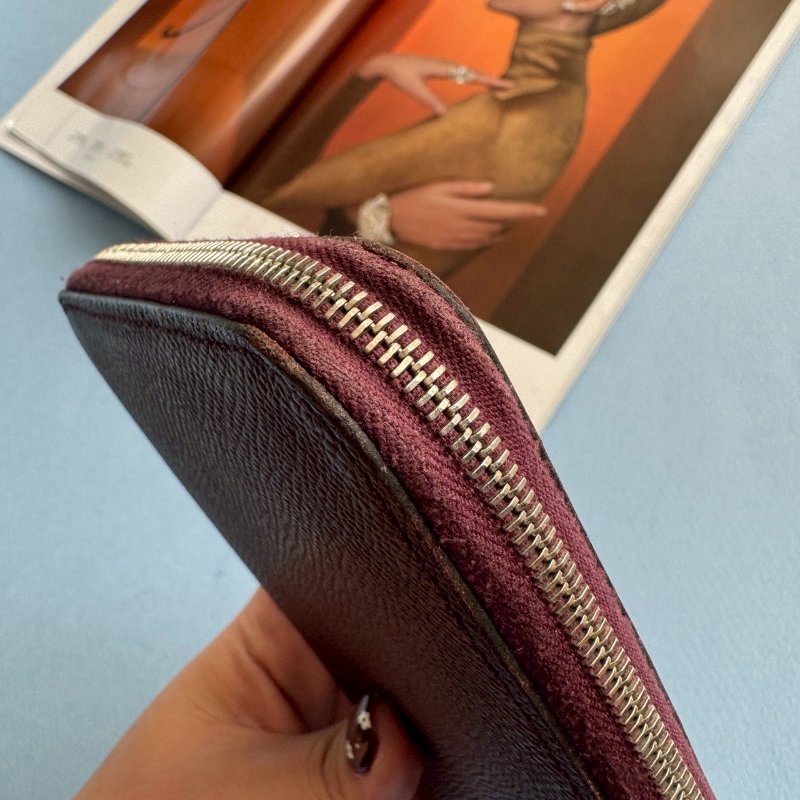✨96成新 Hermes 磚紅色絲巾長夾(幾何圖形系列)-2