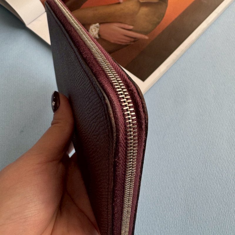 ✨96成新 Hermes 磚紅色絲巾長夾(幾何圖形系列)-3