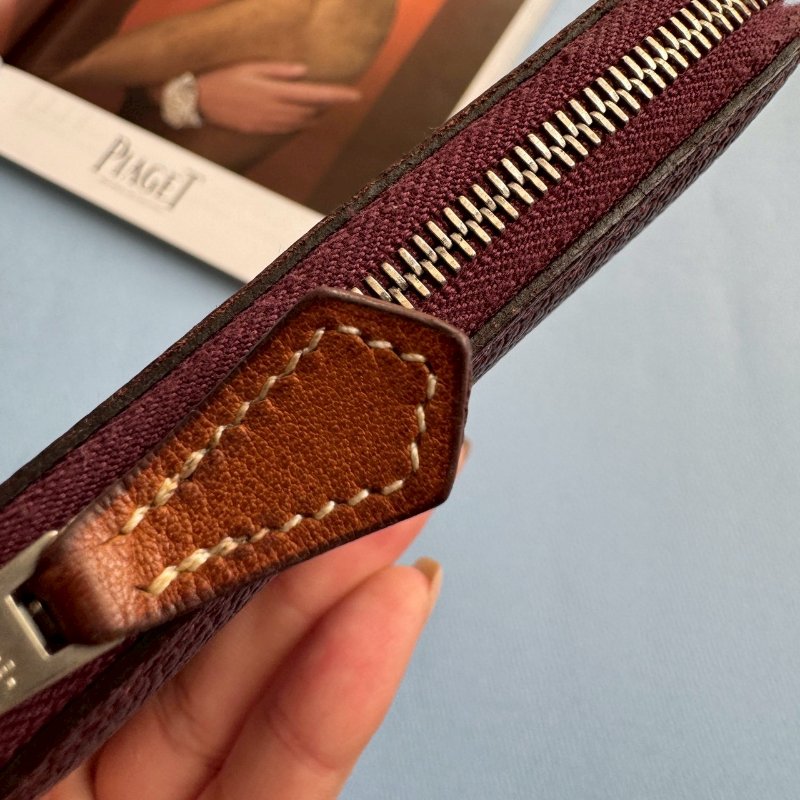 ✨96成新 Hermes 磚紅色絲巾長夾(幾何圖形系列)-5