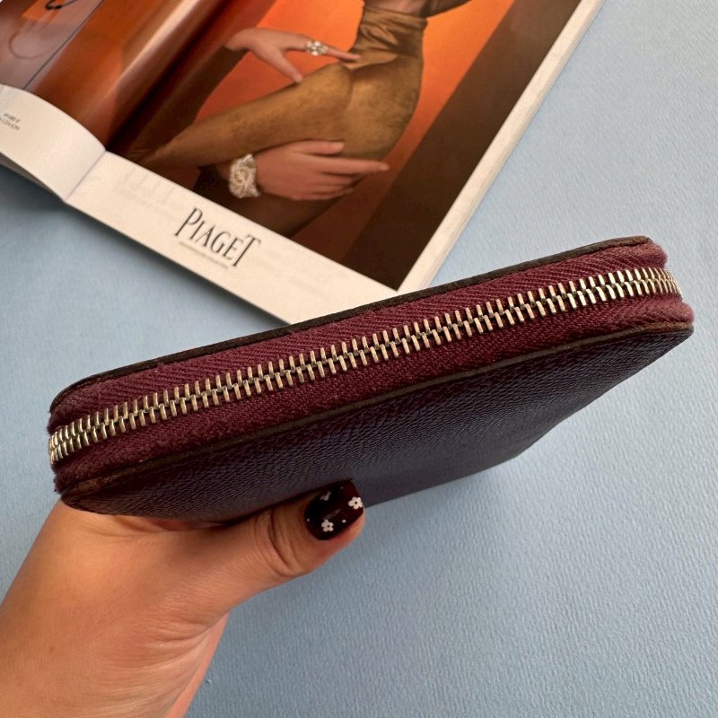 ✨96成新 Hermes 磚紅色絲巾長夾(幾何圖形系列)-7