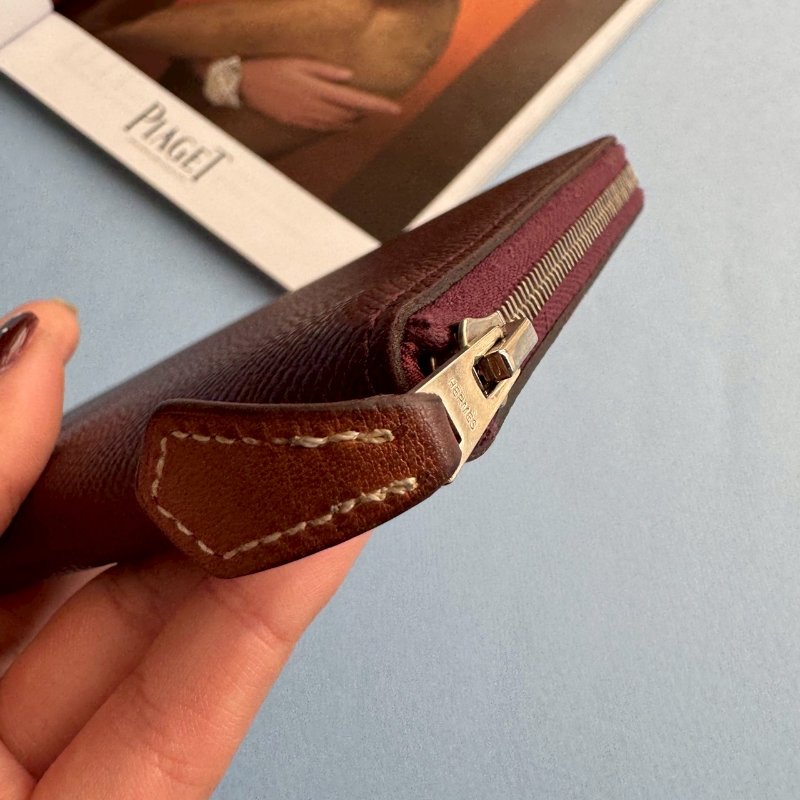 ✨96成新 Hermes 磚紅色絲巾長夾(幾何圖形系列)-8