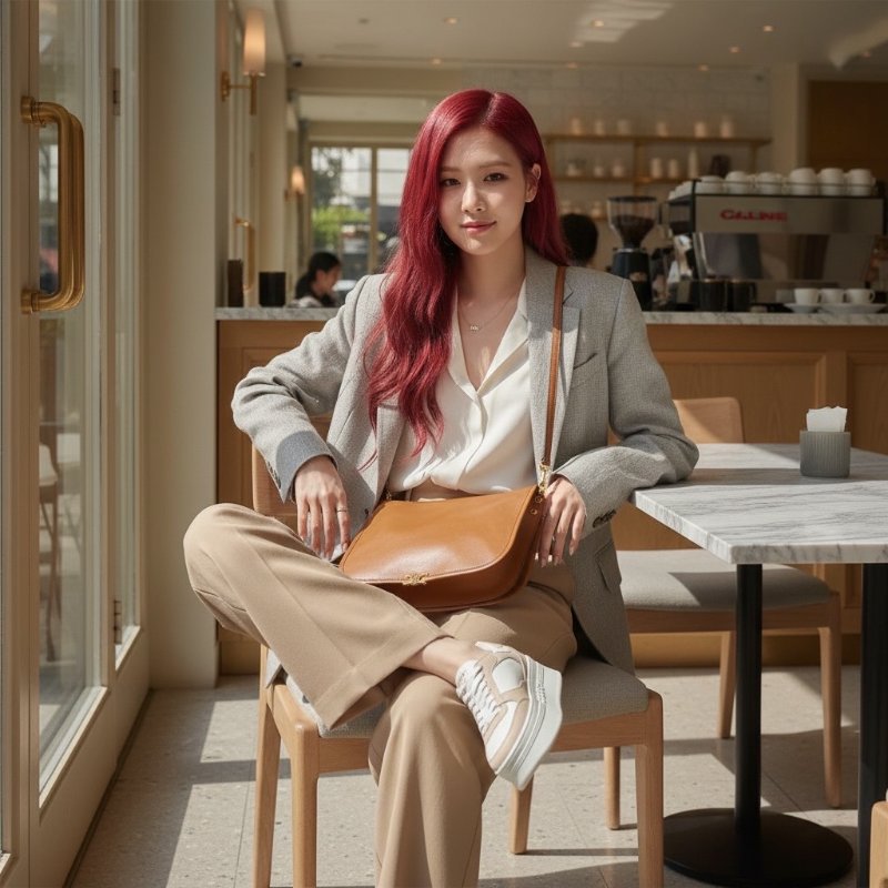 ⏰限時特賣價🌺Celine123632 Soft Triomphe Besace 亮面小羊皮包 柔和棕褐色-9